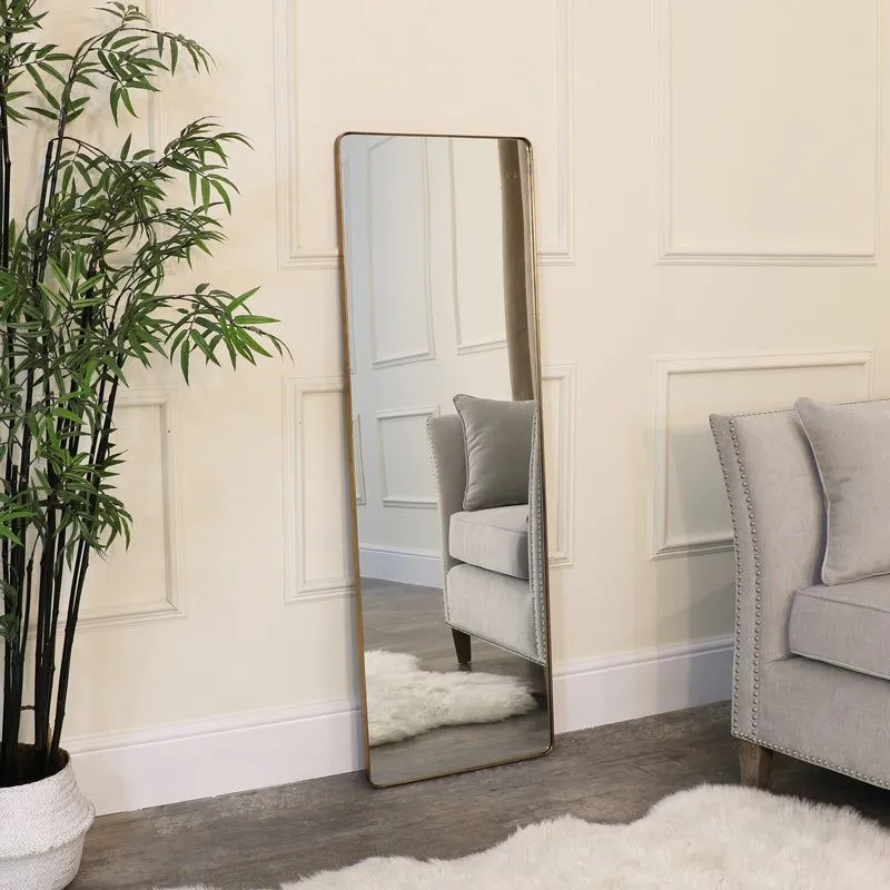 Melody Maison Large Brushed Gold Wall & Leaner Mirror 47cm X 142cm in Metallic Gold