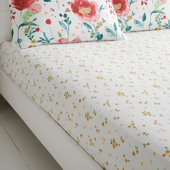 Dreams N Drapes Abstract Poppy Polycotton Fitted Sheet