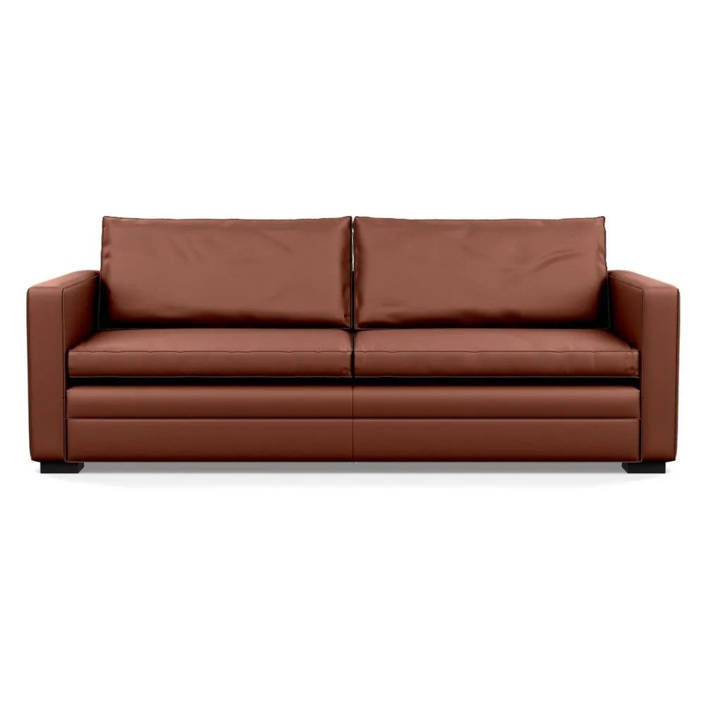 Heal's Palermo 4 Seater Sofa Leather Grain Dark Brown 068 Black Feet 1
