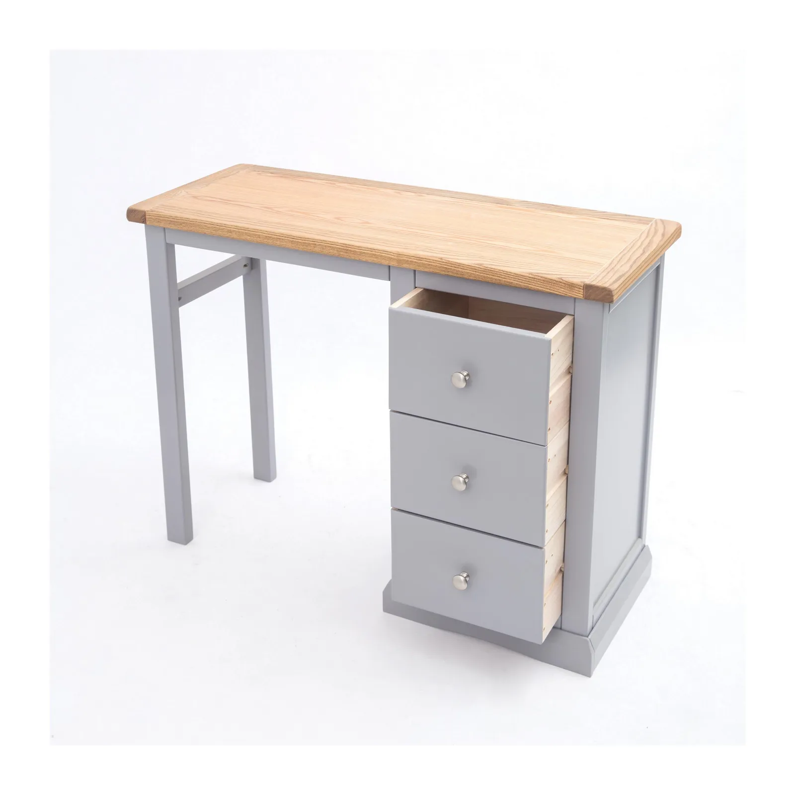 Cabinet Bits Rocca 3 Drawer Desk - Dressing Table Chrome Knob in Grey 4