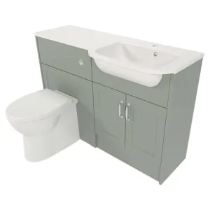 Deccado Padworth Willow Green Fitted Vanity & Toilet Pan Unit Combination with RH Basin - 1200mm 2