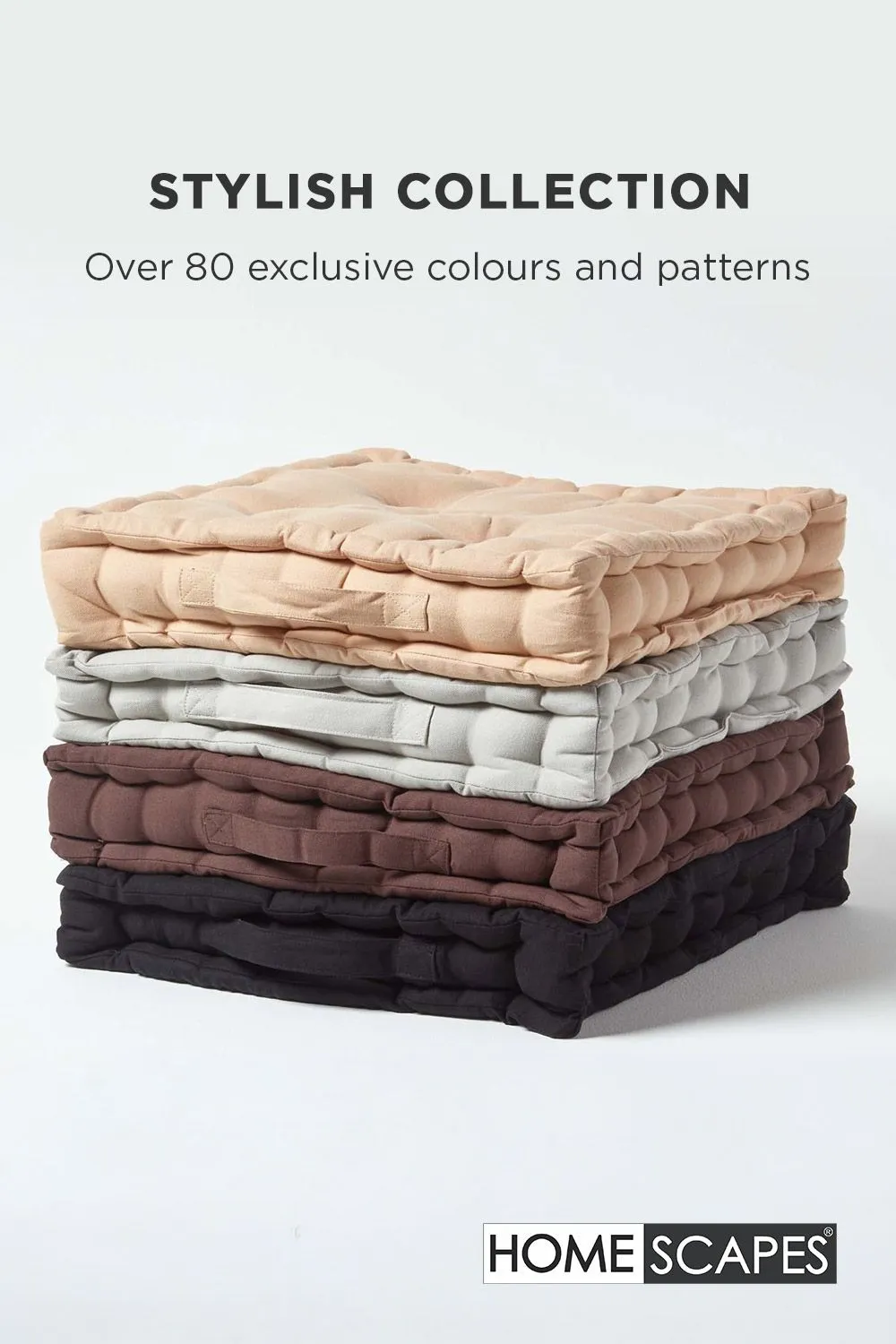 Homescapes Plain Cotton Floor Cushion in Black 6