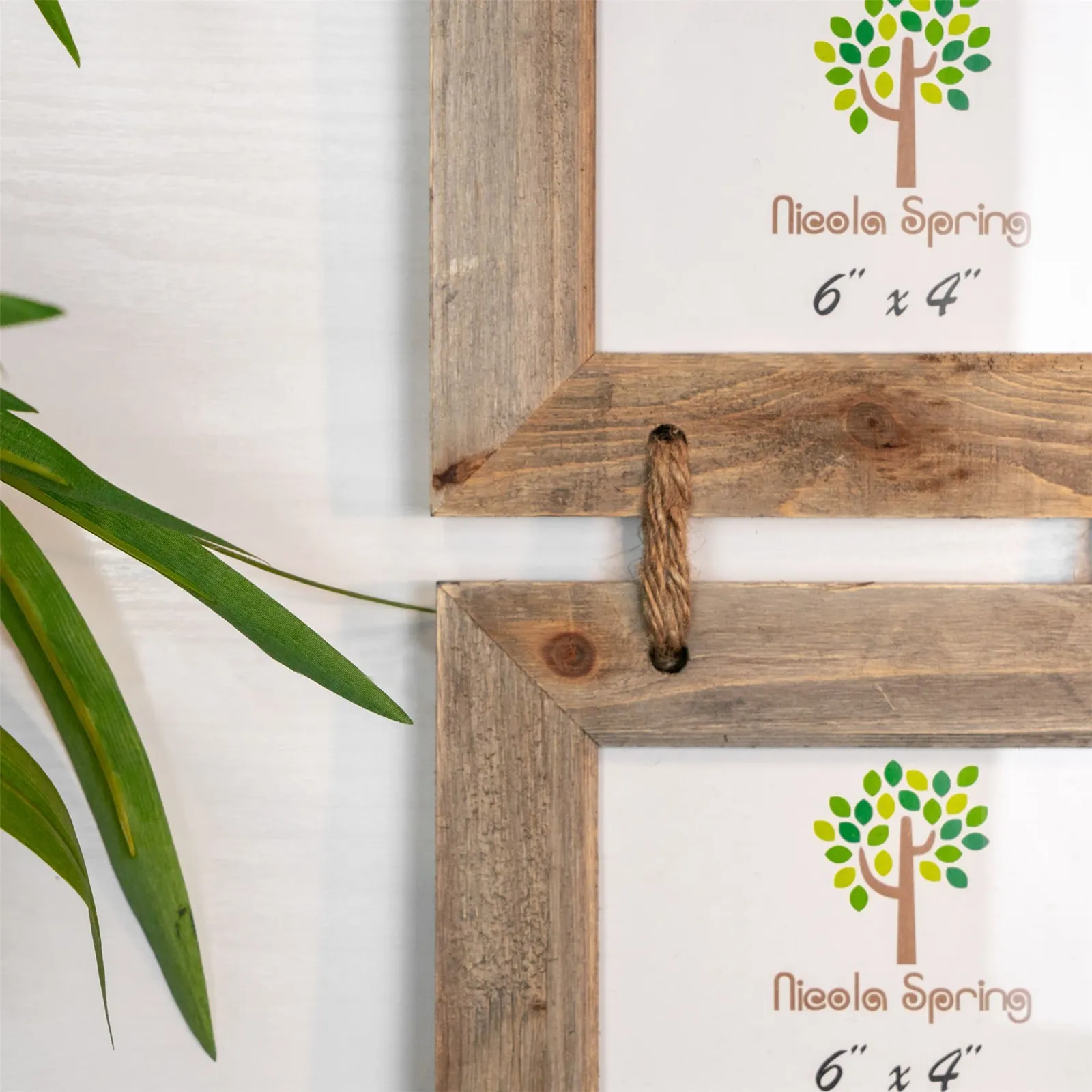 Nicola Spring Rustic Wooden Hanging 5 Photo Frame - 6 x 4" - Pack of 5 in Natural 6