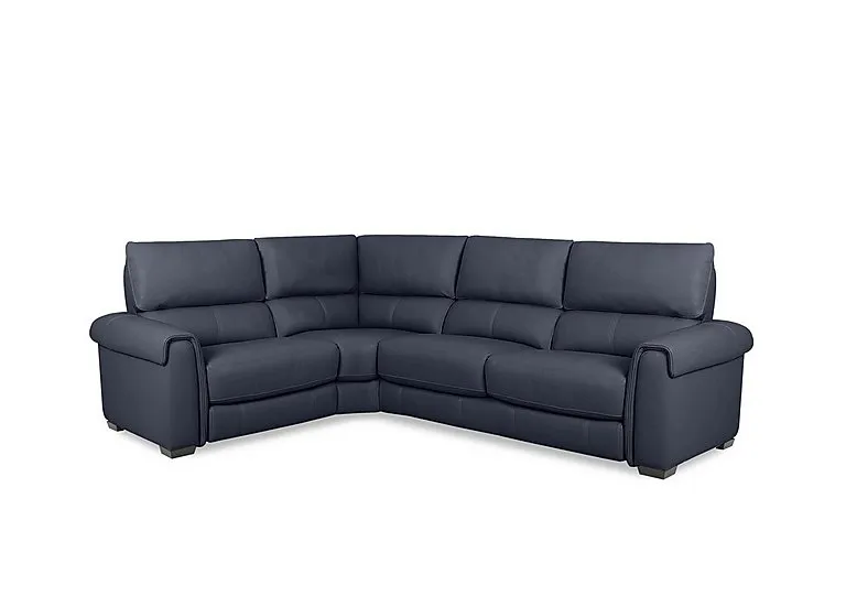 Nixon Leather Left Hand Facing Corner Sofa - BV Ocean Blue