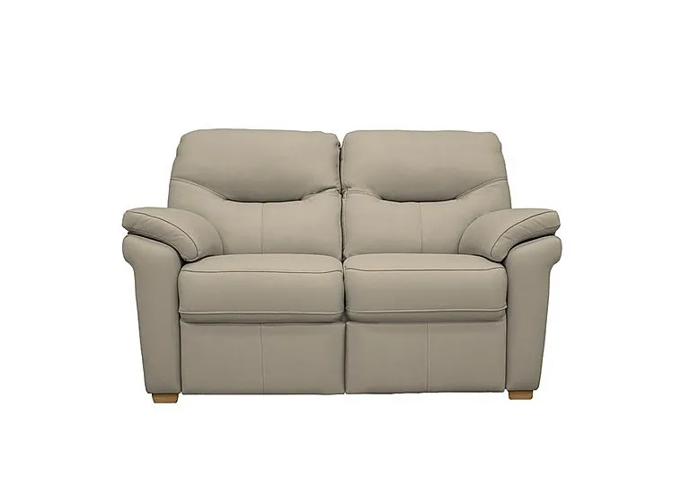 Seattle 2 Seater Leather Sofa with Wooden Feet - Oxford Mushroom