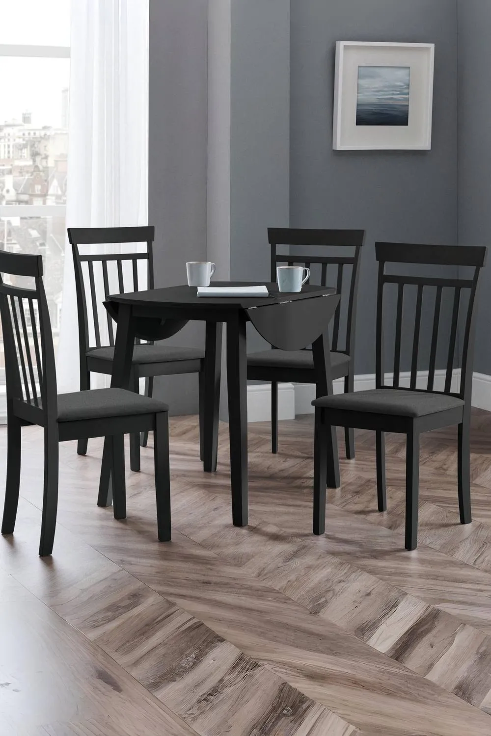 Julian Bowen Coast Round 2-4 Seater Drop Leaf Dining Table in Black 2