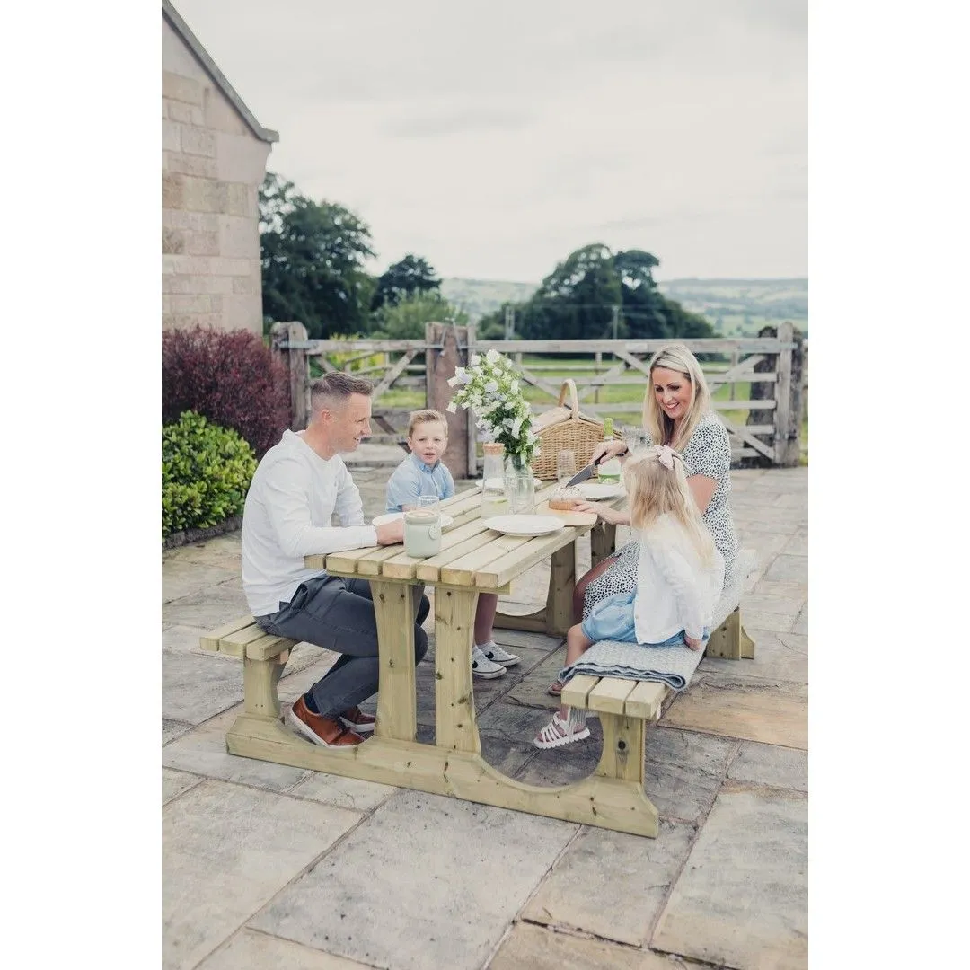 Churnet Valley Garden Furniture Ltd Lunar Picnic Table - L150 x W153 x H76 cm - Partially Assembled in Brown 5