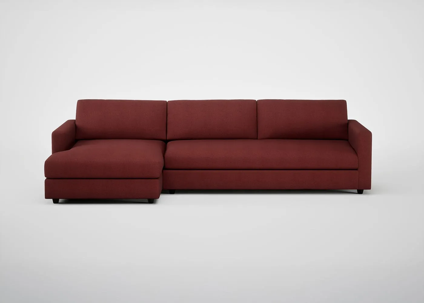 Heal's Nimbus II Left Hand Facing 4 Seater Corner Chaise Capelo Linen-Cotton Etruscan Red Black Feet 1