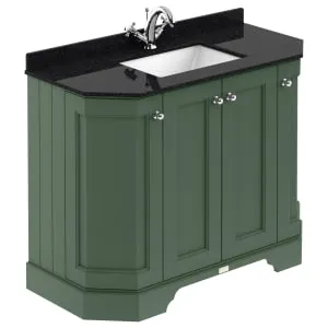 Bayswater Victrion Hunter Green Angled Traditional Freestanding Vanity Unit & Black Marble Top Basin - 1000mm