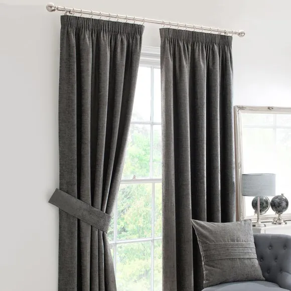 Chenille Pencil Pleat Curtains (Blackout Available) 2
