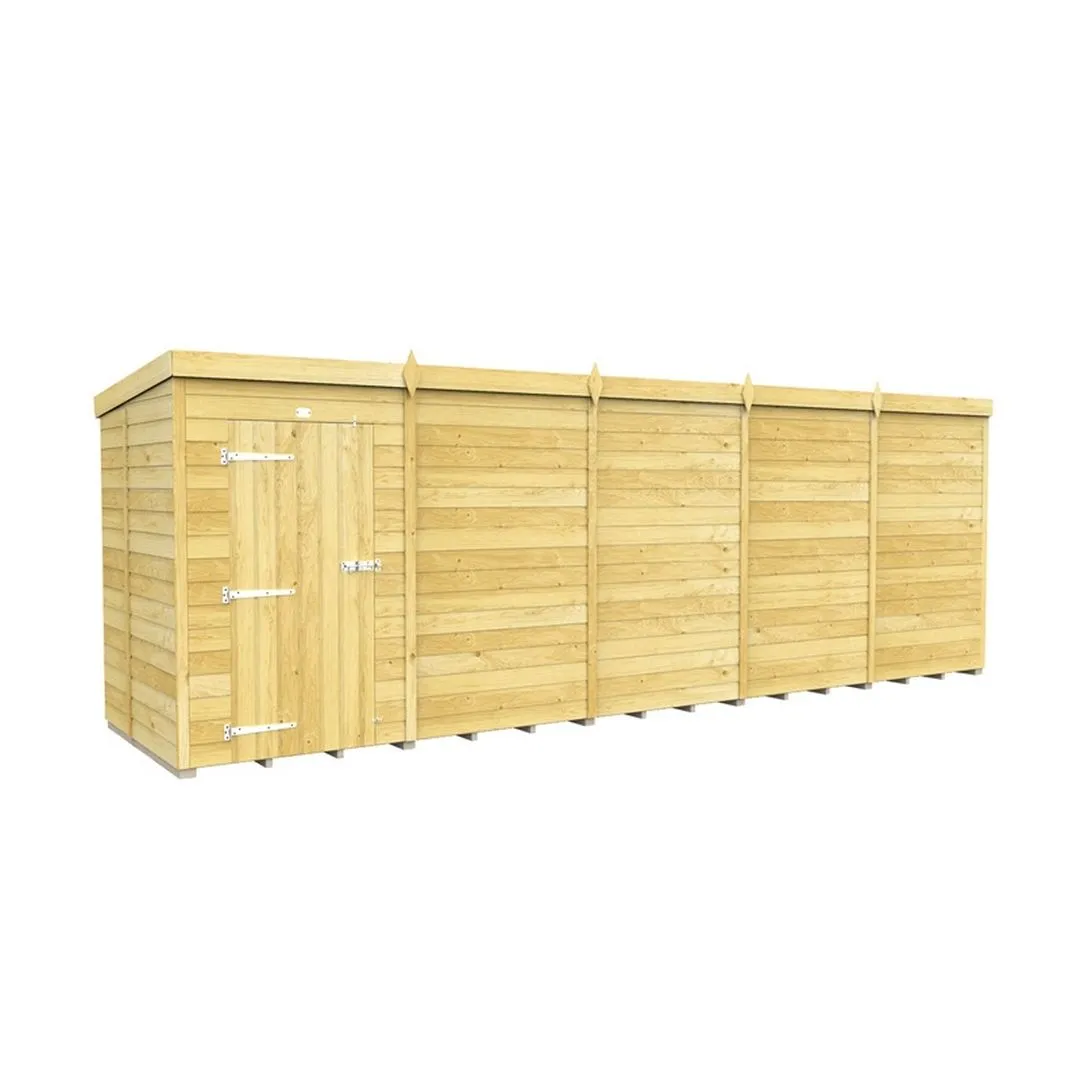 Buttercup Farm 20 x 5 Feet Pent Shed - Single Door W/O Window - L147 x W589 x H201 cm in Brown