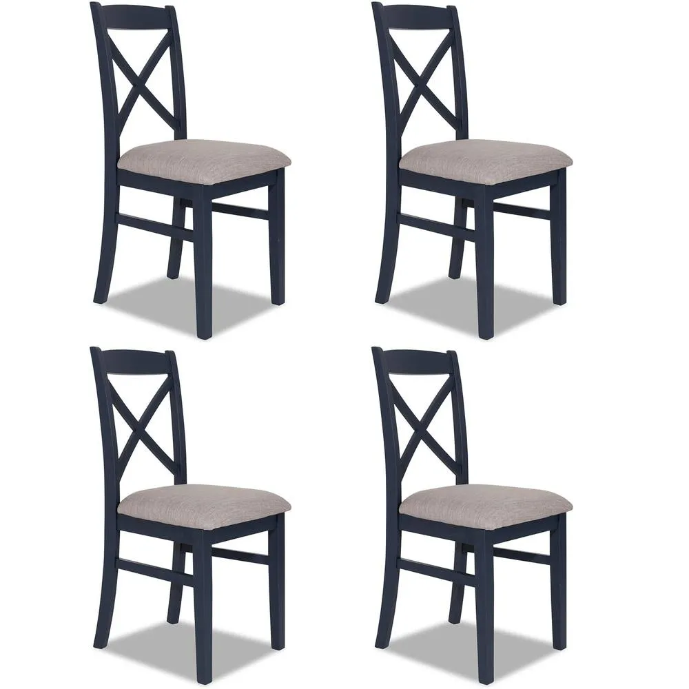 Statement Furniture Florence Crossback Upholstered Seat Chairs Set of 4 in Navy 1