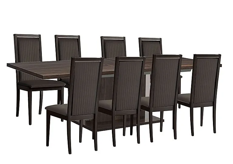 Venezia 200 cm Extending Dining Table and 8 Panelled Faux Leather Chairs Set - Walnut