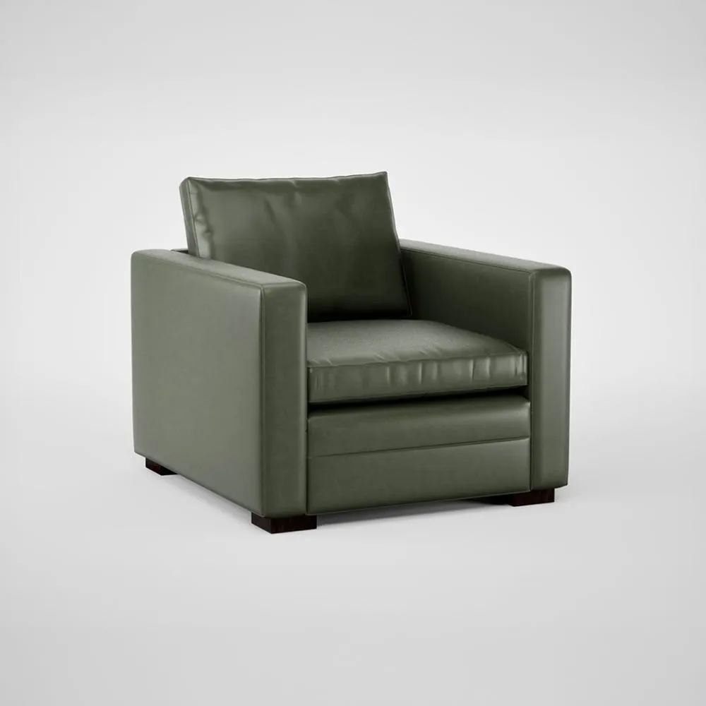 Heal's Palermo Armchair Siena Cotton Deep Sea Brass/Walnut Feet 3