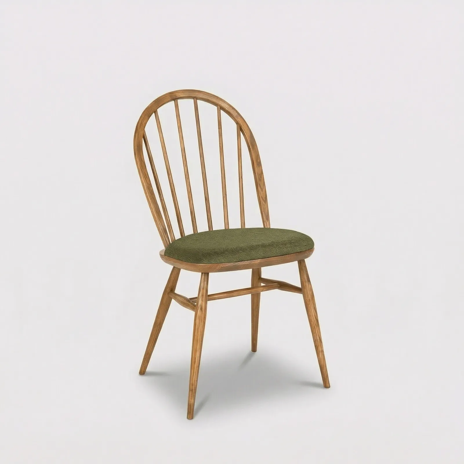 Ercol Windsor Upholstered Dining Chair, Green Wood | Barker & Stonehouse 2