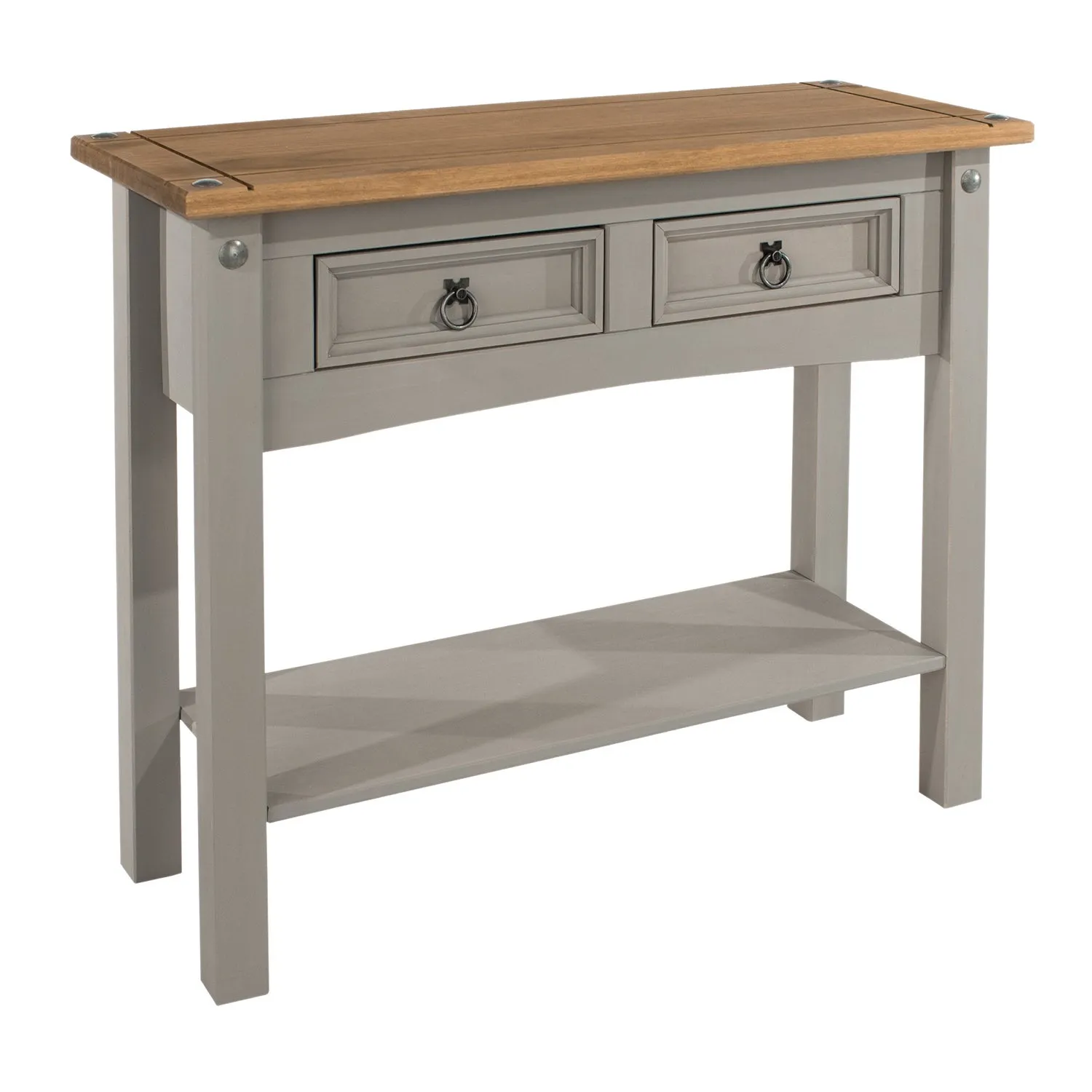 Corona Grey 2 Drawer Hall Table with Shelf Grey