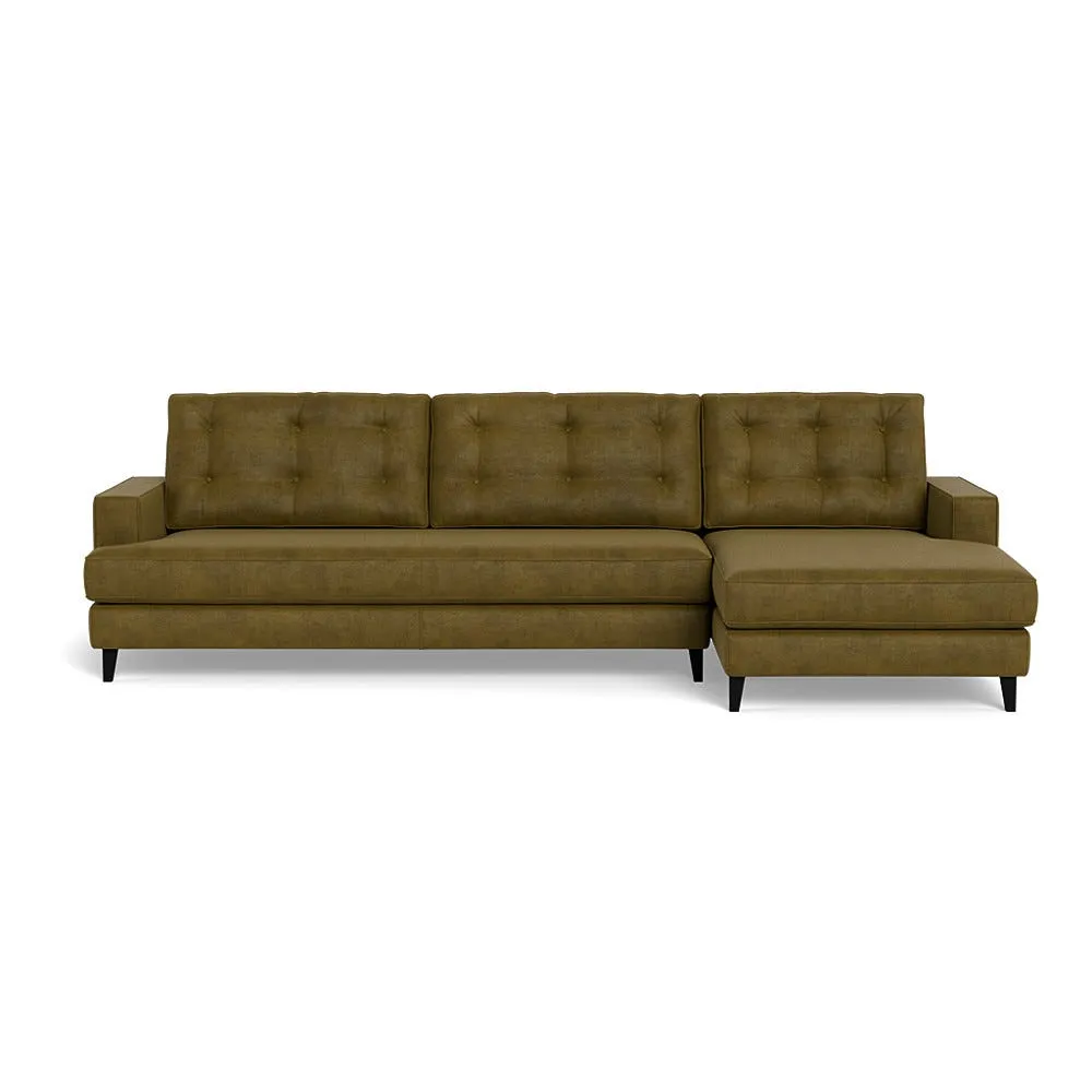 Heal's Mistral Right Hand Facing Corner Sofa Smart Luxe Velvet Peridot Black Beech Feet 1