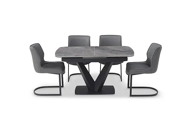 Cupra Pop Up Extending Dining Table and 4 Chairs - 140-cm - Charcoal