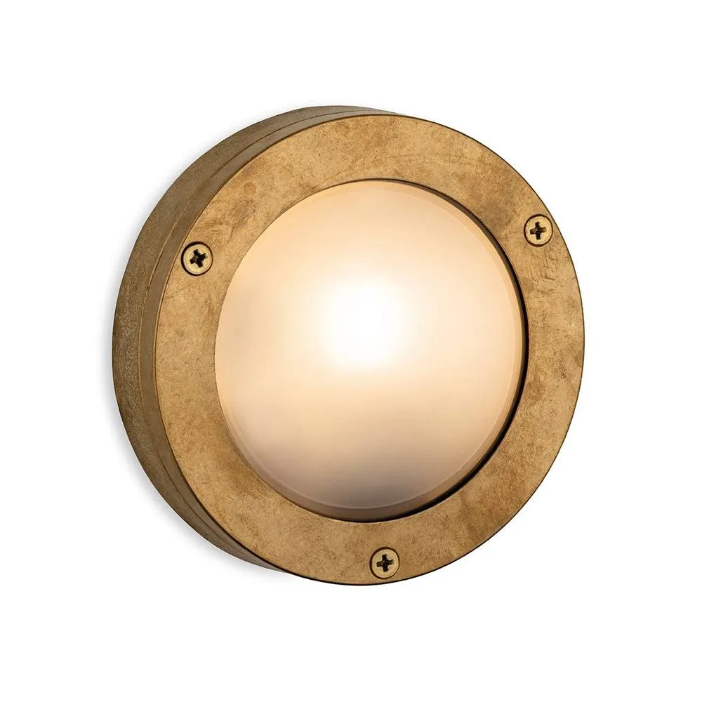 Netlighting Nautic Bulkhead Brass with Frosted Glass IP64 in Bronze