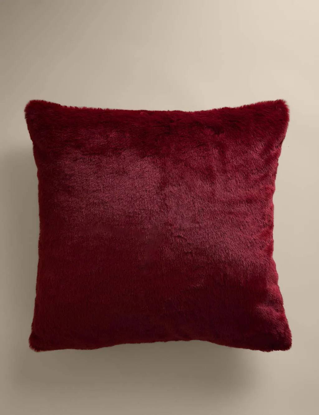 M&S Velvet Supersoft Cushion Deep Red