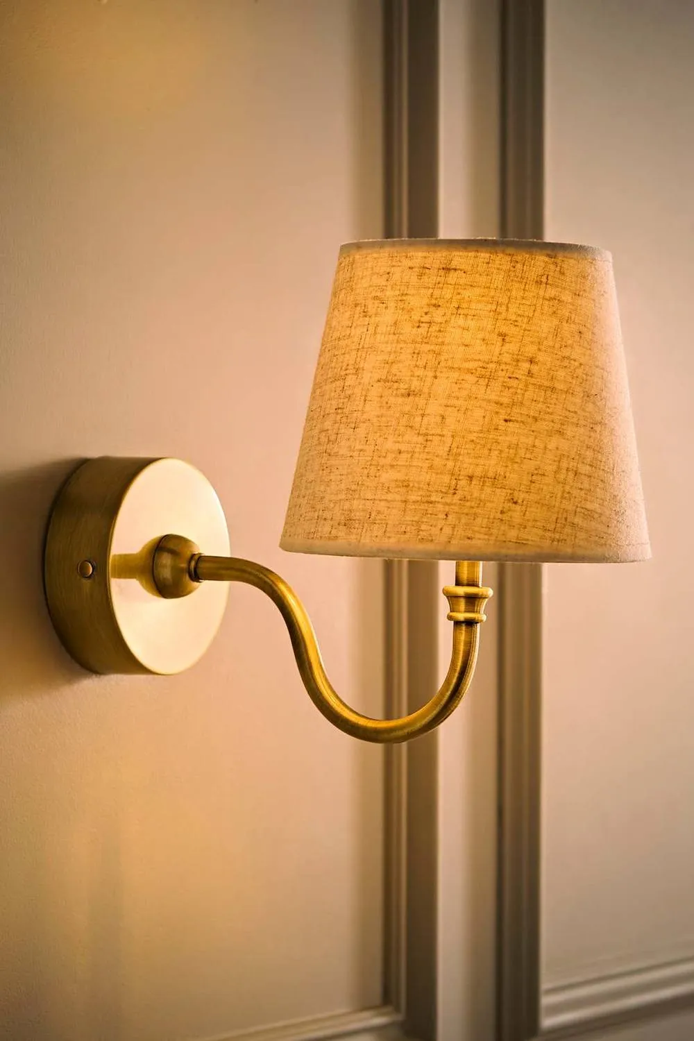 ValueLights Lowe Pair Linen Taper Shade Metal Portable Rechargeable Wall Light in Gold 2