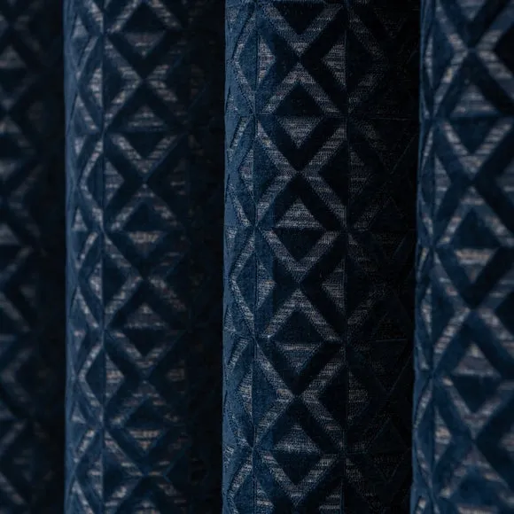 Diamond Geometric Velvet Eyelet Curtains 3