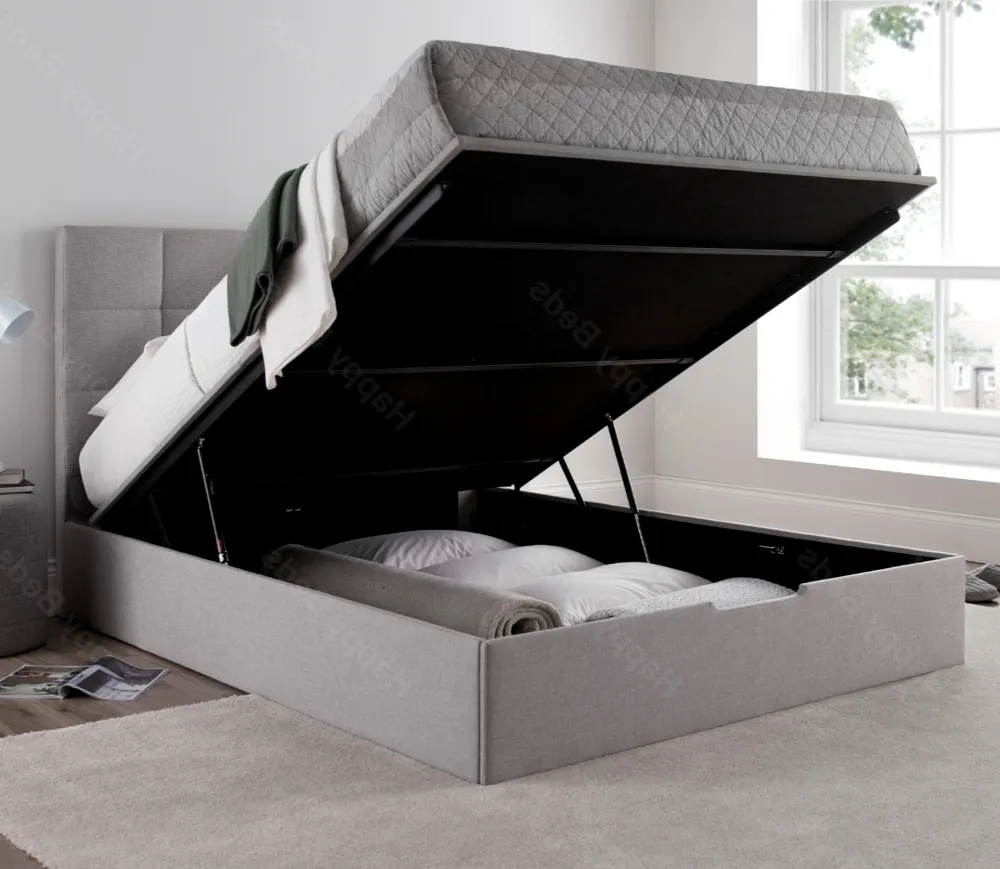 Whitburn Silver Fabric Ottoman Storage Bed Frame Only - 4ft6 Double