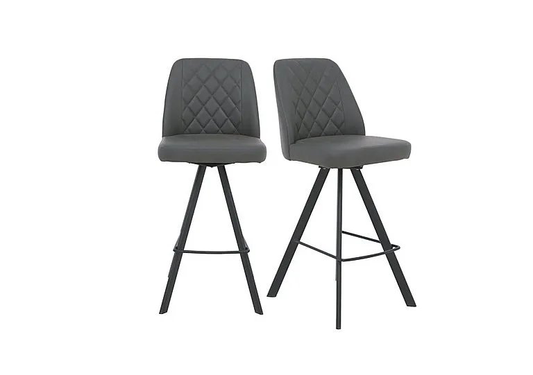 Jupiter Pair of Swivel Bar Stools - Grey
