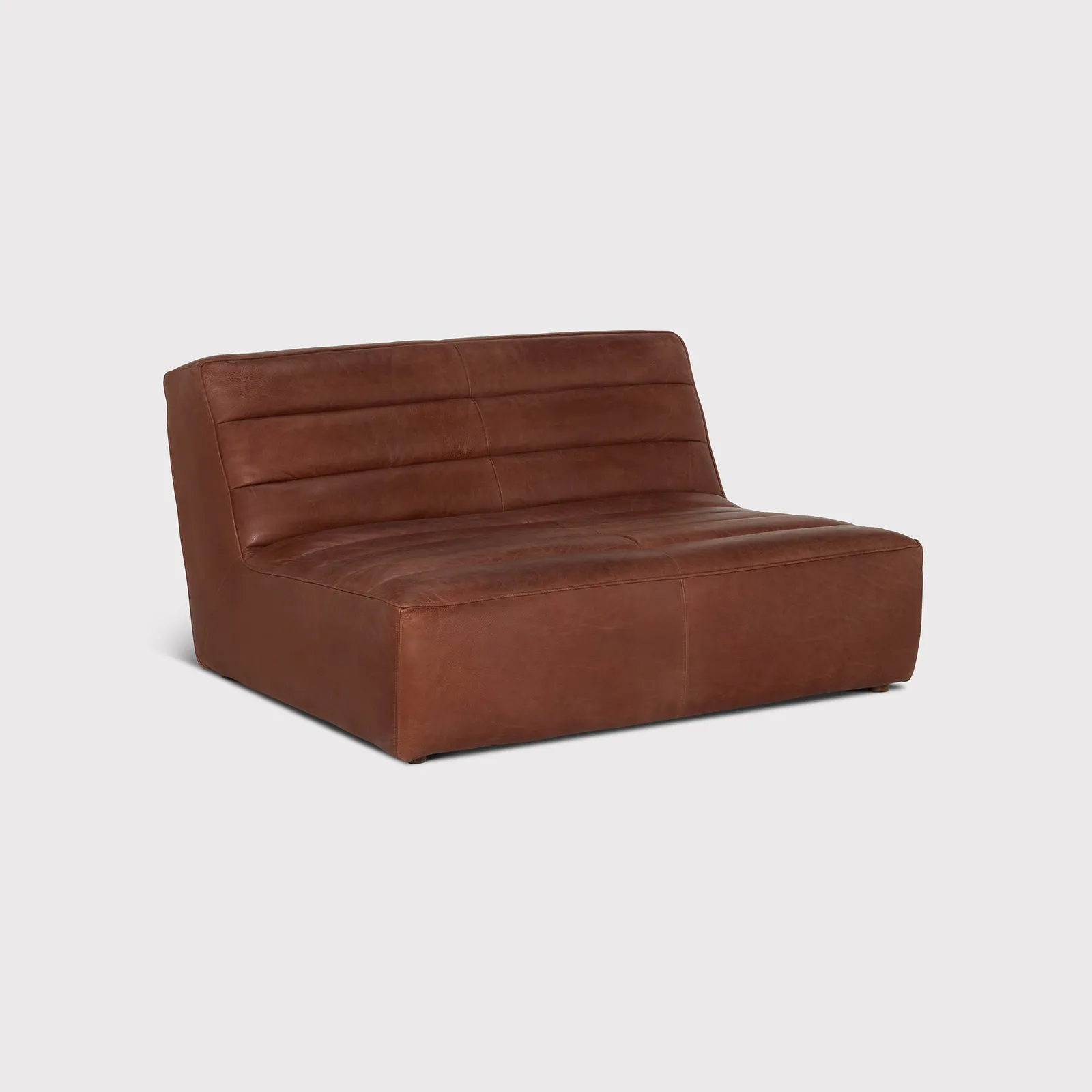 Timothy Oulton Shabby Sectional 2 Seater Modular Sofa, Brown Leather | Barker & Stonehouse 1