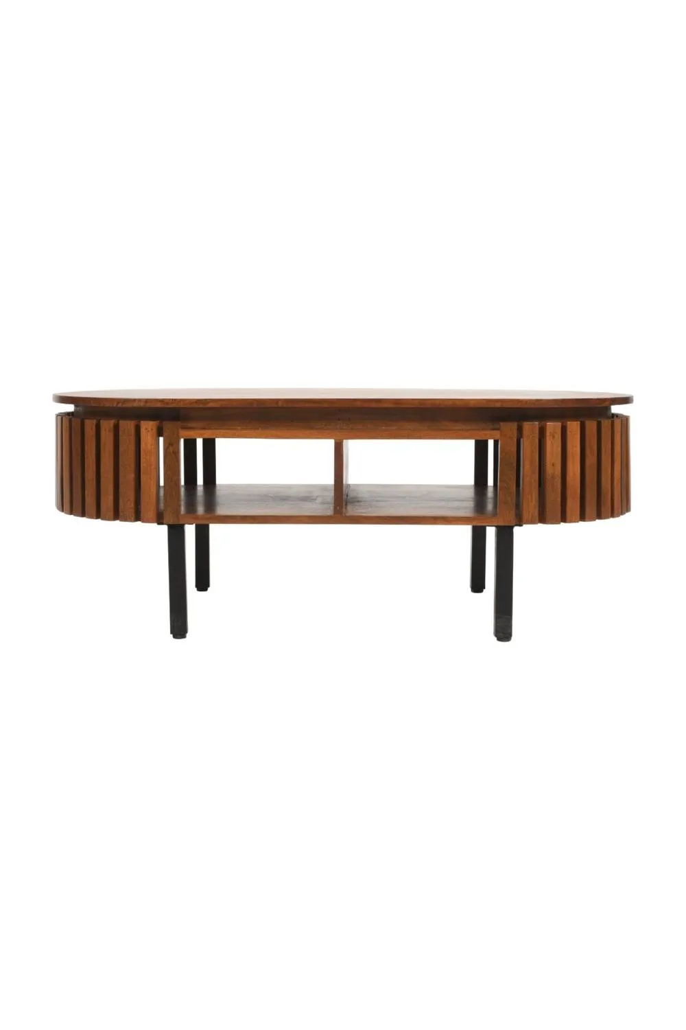 IH Design Tackley Mango Wood Rectangular Coffee Table Metal Legs in Brown 2