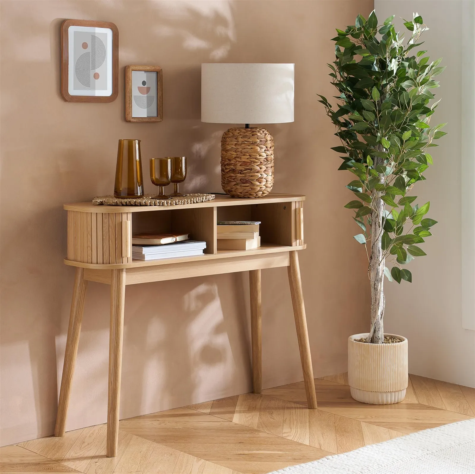 Birlea Fluted Console Table Axel in Brown 2
