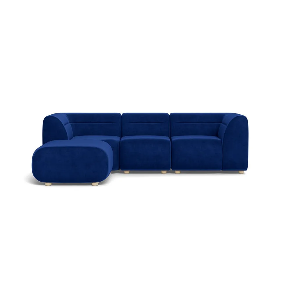 Heal's Lilli Left Hand Facing Corner Sofa Smart Luxe Velvet Azure Natural Beech Feet 1