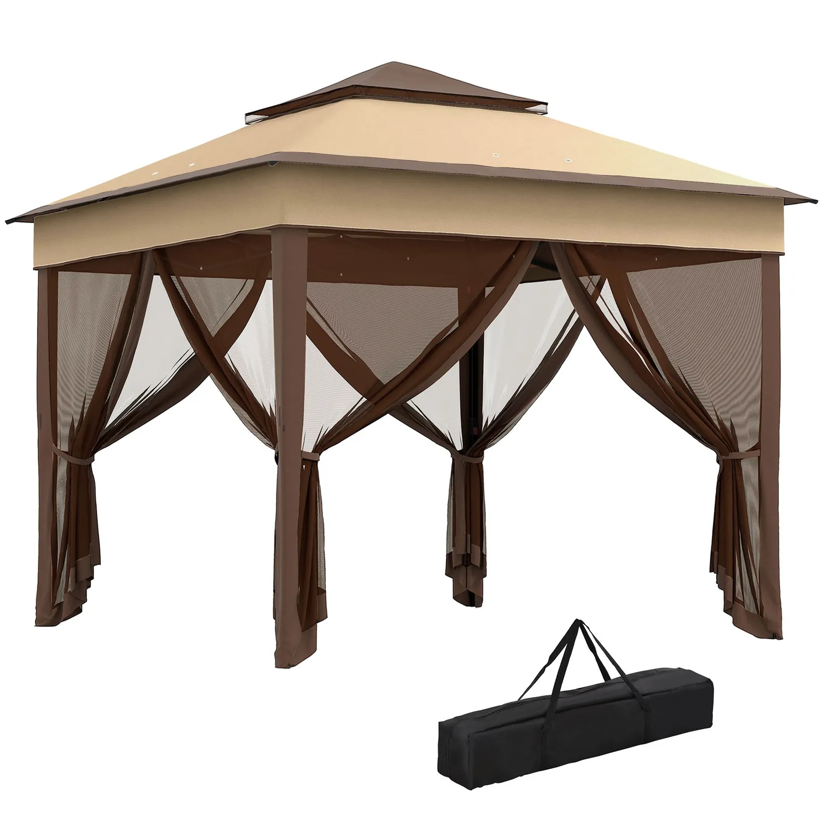 OUTSUNNY 3 x 3(m) Pop Up Gazebo Tent with Netting, Height Adjustable 2