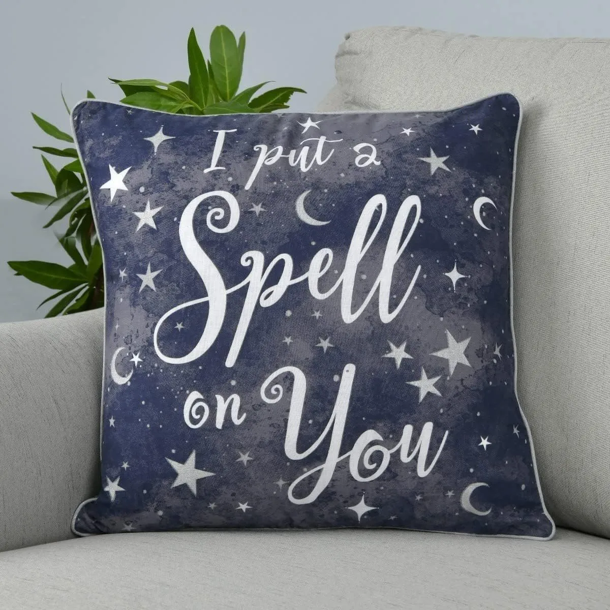 Smart Living Halloween Pumpkins & Celestial Stars Decorative 18" x 18" Filled Cushions in Navy