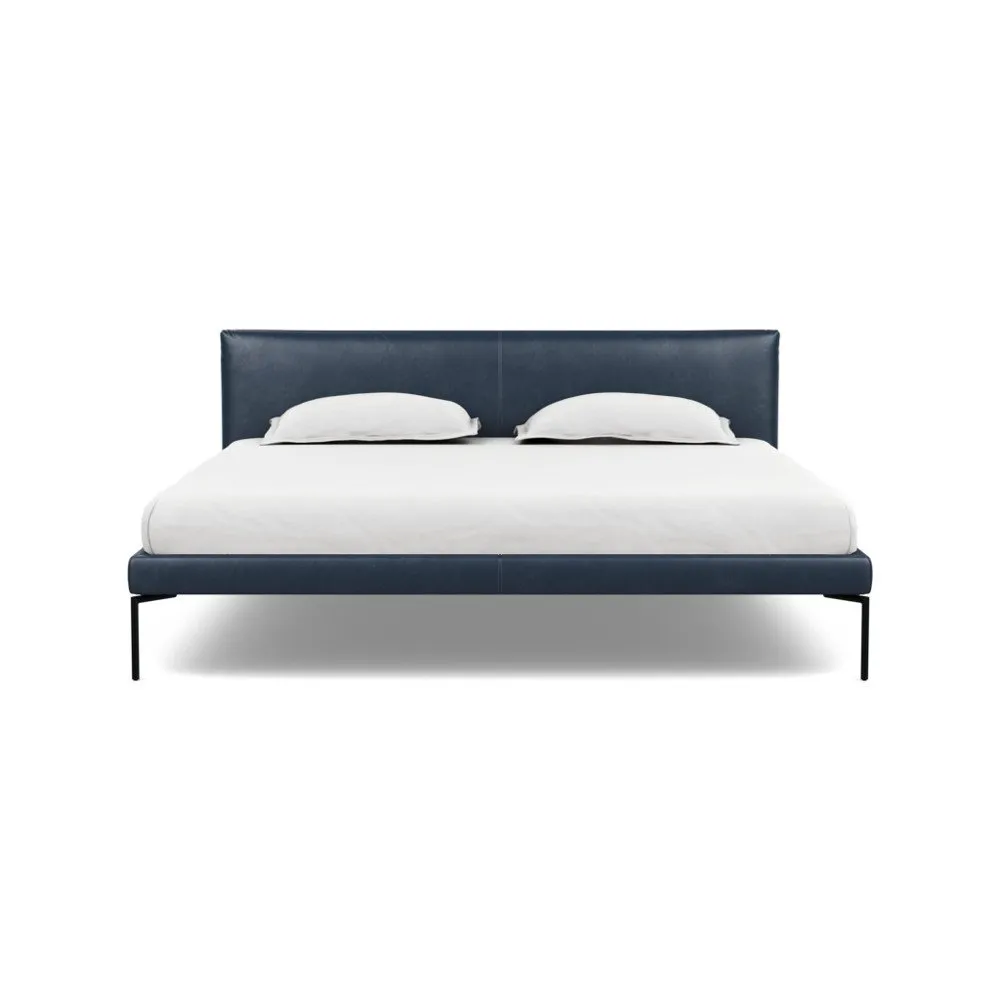 Heal's Matera Bedstead Super King Leather Stonewash Navy Blue 279 1