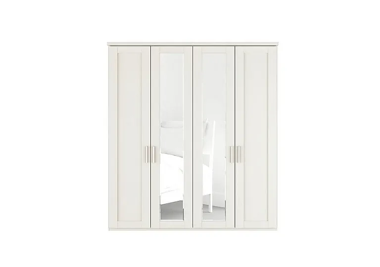 Kempton 4 Door Hinged Wardrobe with Mirrors - White