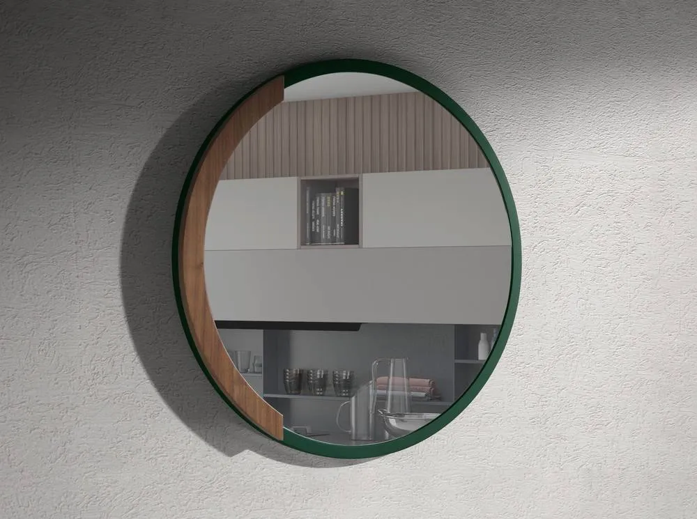 Angel Cerda Round Green MDF wood wall mirror 3
