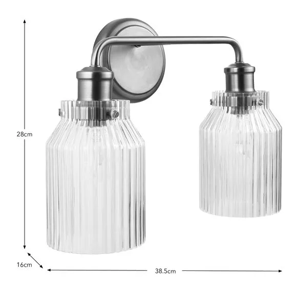 Tobias Ribbed 2 Light Bathroom Wall Light 6