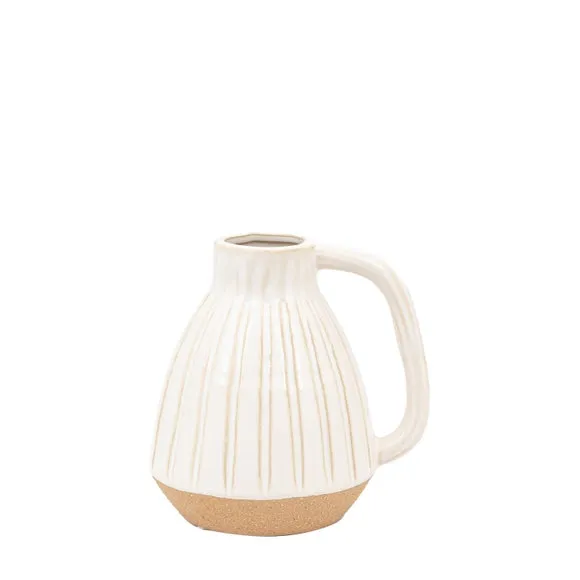 Cedar & Sage Cromer Ceramic Handled White Vase 6