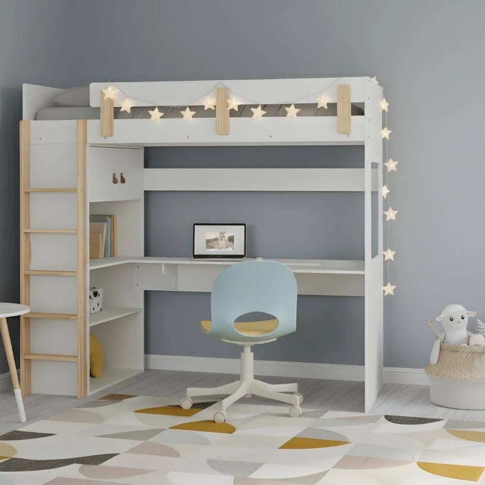 Nöa and Nani Nells High Sleeper Cabin Bed with Built in Desk and Storage in White 3