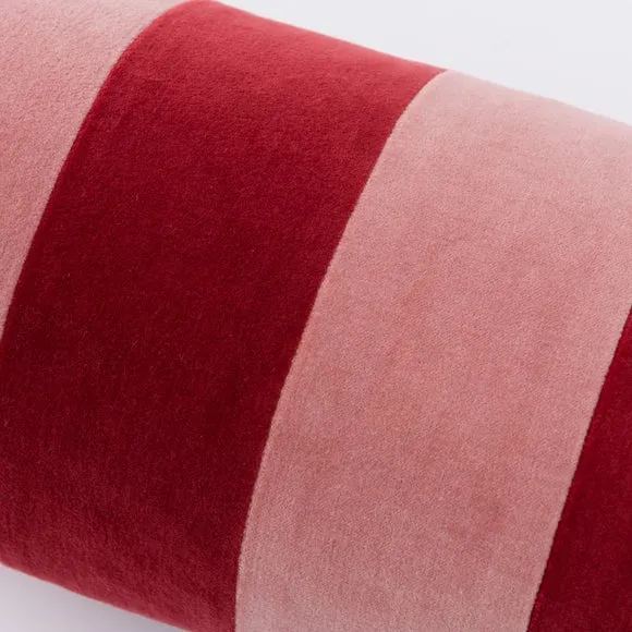 Clara Striped Cotton Velvet Bolster Cushion 2