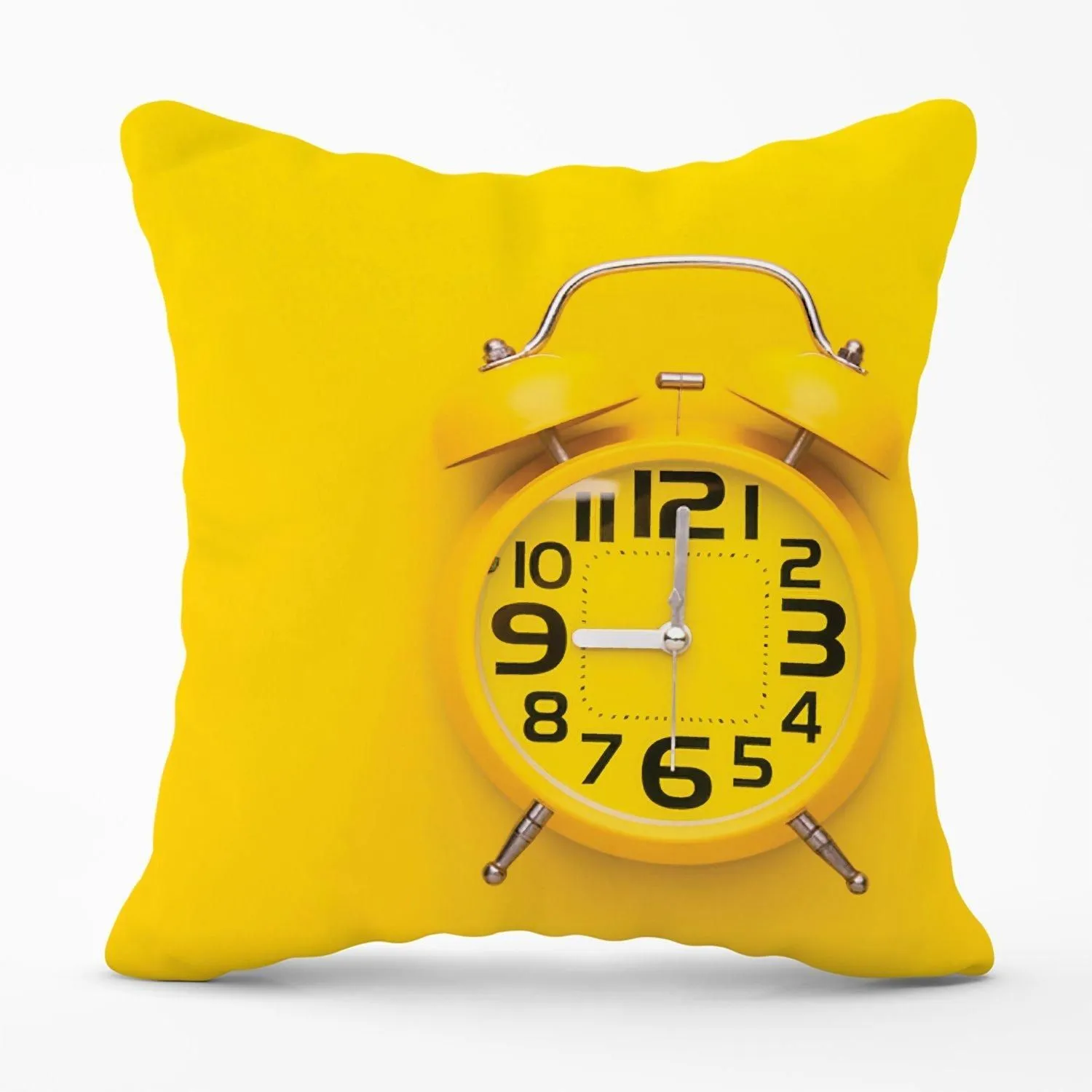 Warren Reed - Designer Yellow Alarm Clock Outdoor Cushion