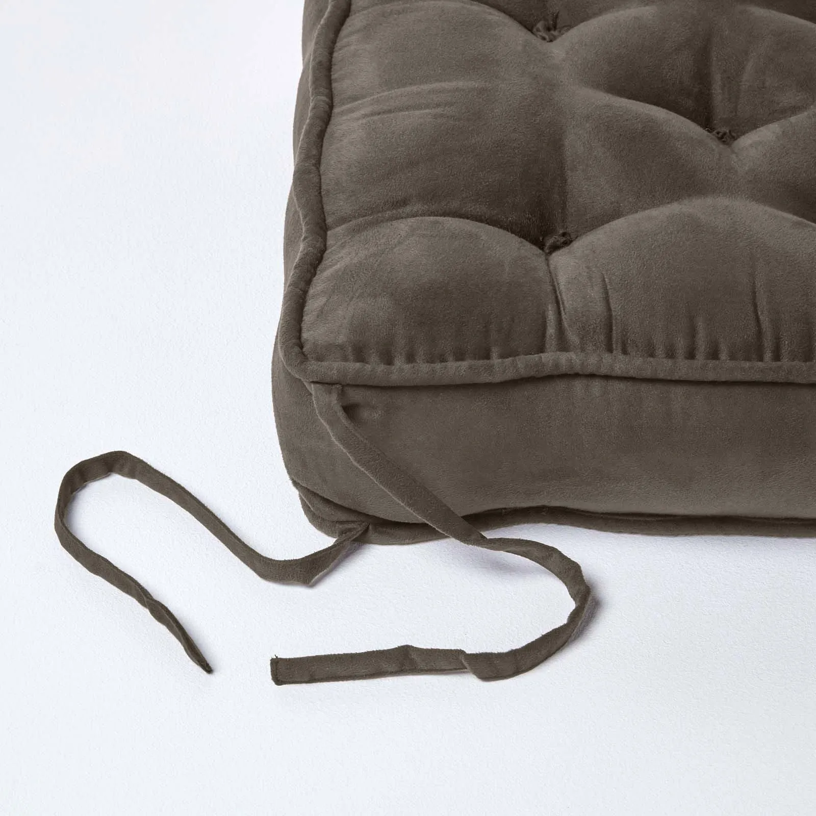 Homescapes Faux Suede Dining Chair Booster Cushion in Grey 4