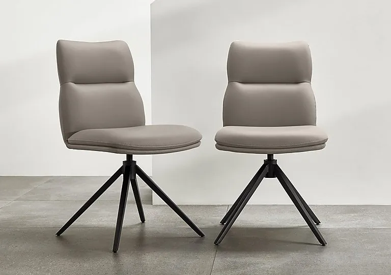 Quattro Set of 6 Swivel Dining Chairs - Taupe