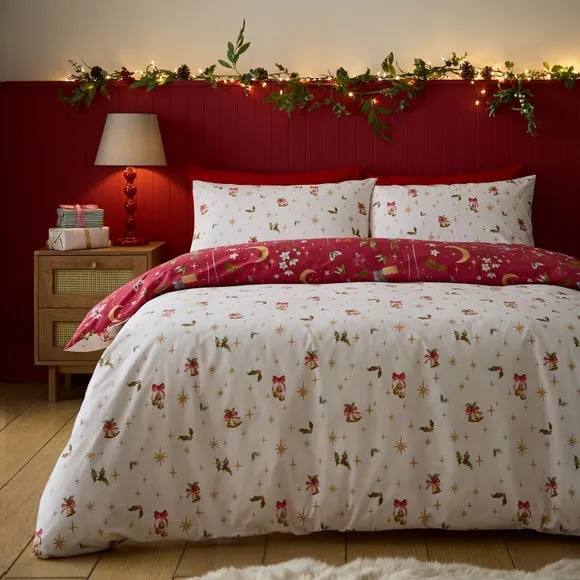 Catherine Lansfield Christmas Enchanted Twilight Polycotton Duvet Cover & Pillowcase Set 2