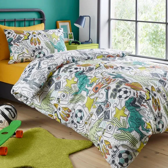 Bedlam Doodle Zoom Duvet Cover & Pillowcase Set 1