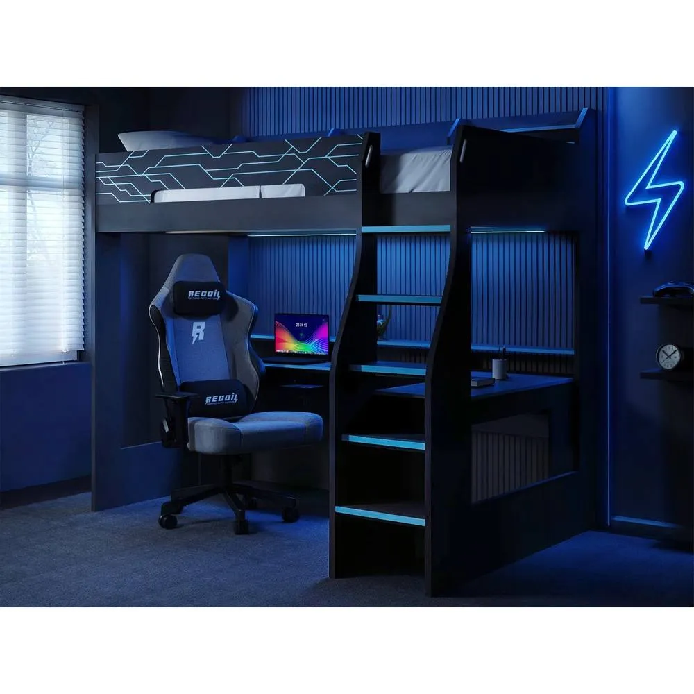 Flair Ultimate Neon Gaming High Sleeper Charcoal & Blue 1