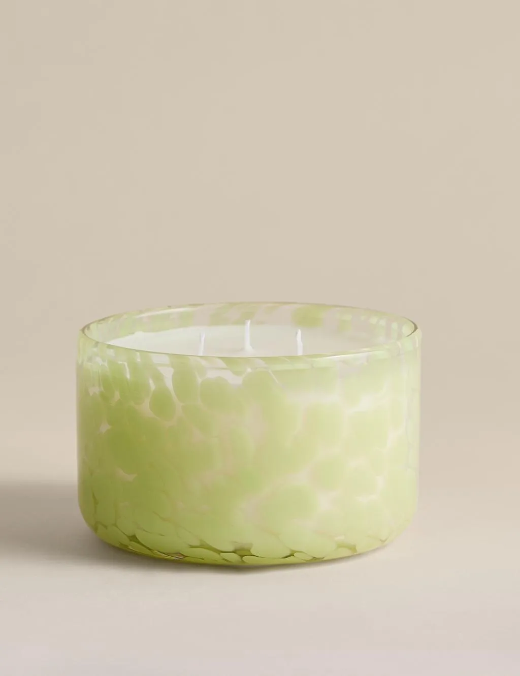 M&S Bamboo & Orris Confetti Glass 3 Wick Candle Blue Mix