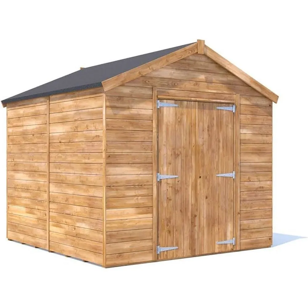 Dunster House Wooden Bike Shed Garden Building 2.4 x 2.4m Apex Plus Overlord Modular in Brown