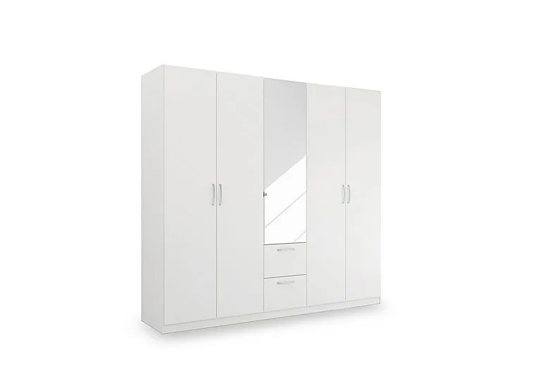 Impulse 226cm 5 Door Combi Wardrobe with Mirror Door - Alpine White